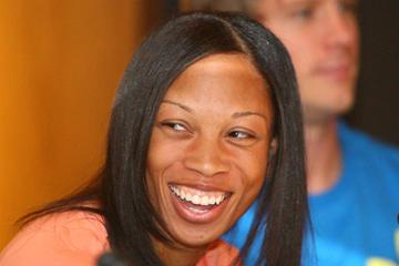 Allyson Felix at the pre-meet press conference in Thessaoloniki (Getty Images)