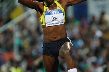 Mabel Gay leaps 14.62m to win the women's triple jump (Getty Images)
