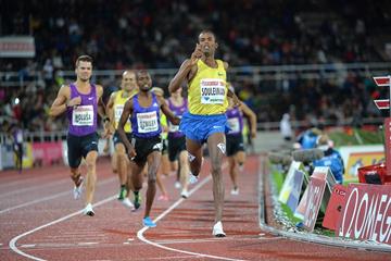 Ayanleh Souleiman winning the 1500m at the 2015 IAAF Diamond League meeting in Stockholm (Deca Text&Bild)