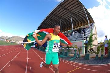 South Africa's Caster Semenya after her stunning 1:56.72 in Bambous (Clyde Koa Wing)