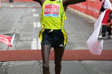 All smiles: Kenneth Mungara after his 2:08:31 Canadian All-comers record in Toronto in 2009 (organisers)