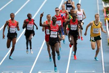 Action shot Asbel Kiprop in the mens 1500m Final at the IAAF World Athletics Championships Moscow 2013 (Getty Images)