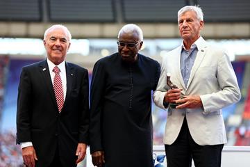 President of the International Fair Play Committee Jeno Kumati, IAAF President Lamine Diack and Igor Ter-Ovanesyan (Getty Images)
