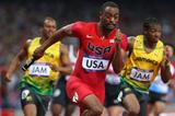 Tyson Gay of the United States competes next to Yohan Blake of Jamaica during the Men's 4 x 100m Relay Final on Day 15 of the London 2012 Olympic Games  on August 11, 2012  (Getty Images)