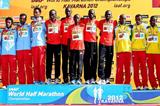 Men's team podium in Kavarna: silver medallists Eritrea, winners Kenya, and bronze medallists Ethiopia (Getty Images)