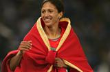 Hasna Benhassi of Morocco celebrates winning silver in the 800m (Getty Images)