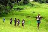 Boy Soke of South Africa (extreme right) on his way to winning the men's 12km at the African Southern Region Cross Country Championships (Mark Ouma)