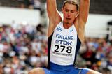 Tommi Evila of Finland sets a national record of 8.18 in the Long Jump qualification round (Getty Images)