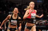 Hannah England edges Sara Hall to win the Women's Mile at the 2010 Millrose Games (Kirby Lee)