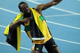Usain Bolt of Jamaica celebrates after winning the gold medal in the men's 200 metres final in Daegu (Getty Images)