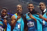 Chris Brown of the Bahamas, Demetrius Pinder of the Bahamas, Michael Mathieu of the Bahamas and Ramon Miller of the Bahamas celebrate winning gold in the Men's 4 x 400m Relay Final on Day 14 of the London 2012 Olympic Games at Olympic Stadium on August 10, 2012  (Getty Images)