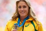 Sally Pearson in the womens 100m Hurdles Medal Ceremony at the IAAF World Athletics Championships Moscow 2013 (Getty Images)