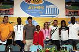 Star Athlete guests at the IAAF Press conference - Vili, Robles, Xiang, Defar, Halkia, Iakovakis, Richards, Obikwelu (Getty Images)