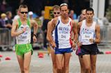 Jared Tallent of Australia, Yohan Diniz of France and Horacio Nava of Mexico in action in the men's 50km Race Walk final at the 12th IAAF World Championships in Athletics (Getty Images)
