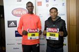 Philemon Limon (left) and Zersenay Tadese at the 2013 Hervis Half Marathon Prague press conference (Hervis Half Marathon Prague)
