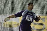 Koji Murofushi in his first Discus competition (Getty Images)