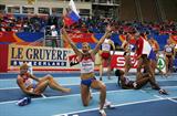 Anna Bogdanova is elated with her victory in the pentathlon (Getty Images)