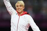 Christina Obergfoll on the podium at the 2012 Olympics, having won silver in the Javelin (Getty Images)