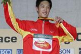 Chao Sun celebrates winning the men's Junior 20km in Naumburg (Getty Images)