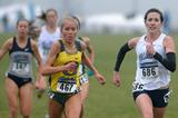 Sheila Reid (r) battling Jordan Hasay in the waning stages of the NCAA cross country championships. Reid prevailed by less than a second to defend her title. (Kirby Lee)