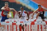 Santiago Ford, Ben Thiele and Karsten Warholm in the boys 110m Hurdles Octathlon at the IAAF World Youth Championships 2013 (Getty Images)