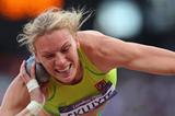 Austra Skujyte of Lithuania competes in the Women's Heptathlon Shot Put on Day 7 of the London 2012 Olympic Games at Olympic Stadium on August 3, 2012 in London (Getty Images)