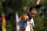 Uzbekistan's Valeriya Kanatova leaps into the women's Triple Jump final (Getty Images)