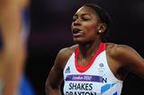 Perri Shakes-Drayton of Great Britain looks on after she competes in the Women's 400m Hurdles semifinal on Day 10 of the London 2012 Olympic Games at the Olympic Stadium on 6 August 2012 (Getty Images)