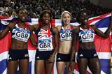 (L-R) Perri Shakes-Drayton, Shana Cox, Nicola Sanders and Christine Ohuruogu of Great Britain celebrate as they win gold in the Women’s 4x400 Metres Final during day three - WIC Istanbul (Getty Images)