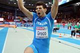 Daniele Greco of Italy celebrates his 17.70m victory in the Triple Jump at the European Indoor Championships (Getty Images)