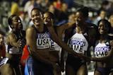 Marion Jones and the Americas 4x100m girls (Getty Images)