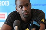 Teddy Tamgho at the press conference ahead of the 2013 IAAF Diamond League final in Brussels (Jean-Pierre Durand)