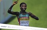 Vivian Cheruiyot of Kenya celebrates winning the women's senior race at the IAAF World Cross Country Championships in Punta Umbria (Getty Images)