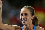 Jennifer Barringer Simpson of United States celebrating her gold medal in the women's 1500 metres final  (Getty Images)