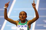 Meseret Defar crosses the finish line in first place (Getty Images)