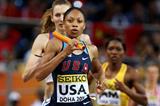Allyson Felix of USA competing in the Women's 4 x 400m relay which the USA won