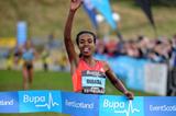 Genzebe Dibaba wins the international women's 3km race at the Bupa Edinburgh Cross Country (Mark Shearman)