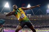 The most famous sign of the world by Usain Bolt of Jamaica after winning gold in the Men's 200m Final of the London 2012 Olympic Games on August 9, 2012  (Getty Images)