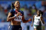 Ashley Collier anchors the USA team to the women's 4x100m gold medal (Getty Images)