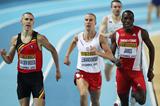 (L-R) Jan Van Den Broeck of Belgium, Marcin Lewandowski of Poland and Jamaal james of Trinidad and Tobago race for the line in the Men's 800 Metres first round during day one -WIC Istanbul  (Getty Images)
