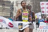 Zersenay Tadese out-sprints Eritrean team-mate Amanuel Mesel to win the Prague Half Marathon (Organisers)
