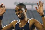 Delano Williams of Turks and Caicos Islands celebrates after winning the Men's 200 metres Final on the day four of the 14th IAAF World Junior Championships in Barcelona 2012 (Getty Images)