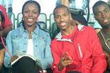 Veronica Campbell-Brown and friends enjoying a football match in Budapest