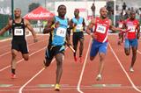 Shavez Hart brings home Bahamas for the men's 4x100m gold at the 2013 Central American & Caribbean Championships  (CONADE (Mexican Sports Institute))
