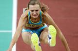 Olga Rypakova of Kazakhstan on her way to winning gold in the Triple Jump final (Getty Images)