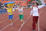 Reka Gyuratz (centre) and Helga Volgyi (right) celebrate their 1-2 finish in the hammer at the 2013 World Youth Championships (Getty Images)