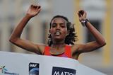Betelhem Moges winning the 2013 Olomouc Half Marathon (organisers)