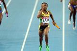 Jura Levy of Jamaica sprints to victory in the women's 4x100 metres relay heats  (Getty Images)