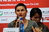 Anna Chicherova at the press conference ahead of the 2013 IAAF World Challenge meeting in Beijing (organisers)