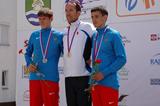 (L-R) Mikhail Ryzhov, Yohann Diniz and Ivan Noskov on the men's 50km podium at the 2013 European Cup Race Walking  (organisers)